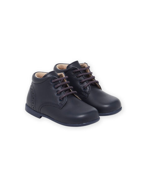 Perforierte Stiefel aus marineblauem Glattleder NUBOTIESS / 22KK3851D0F070