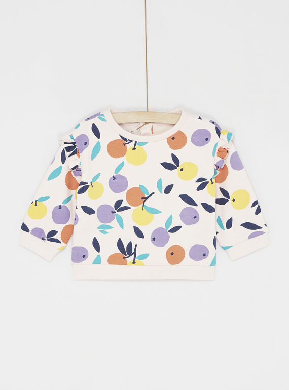 Hellrosa Sweatshirt mit Fruchtdruck SILINSWE / 23WG09H1SWE301