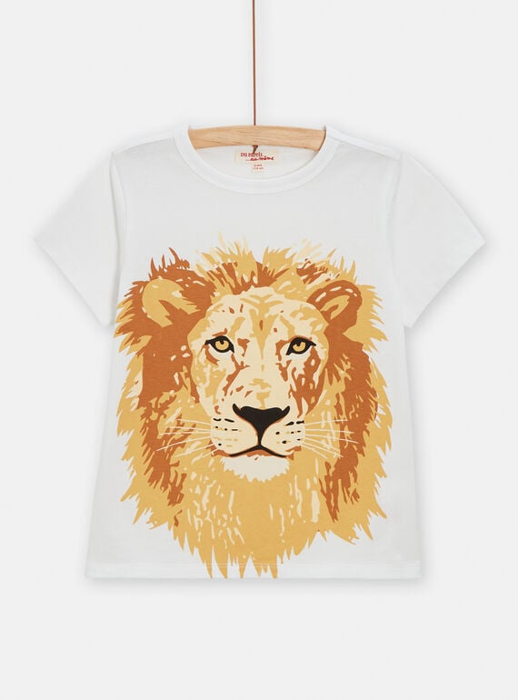 T-Shirt mit Löwenmotiv für Jungen in Weiß TOJOTI4 / 24S902D1TMC000