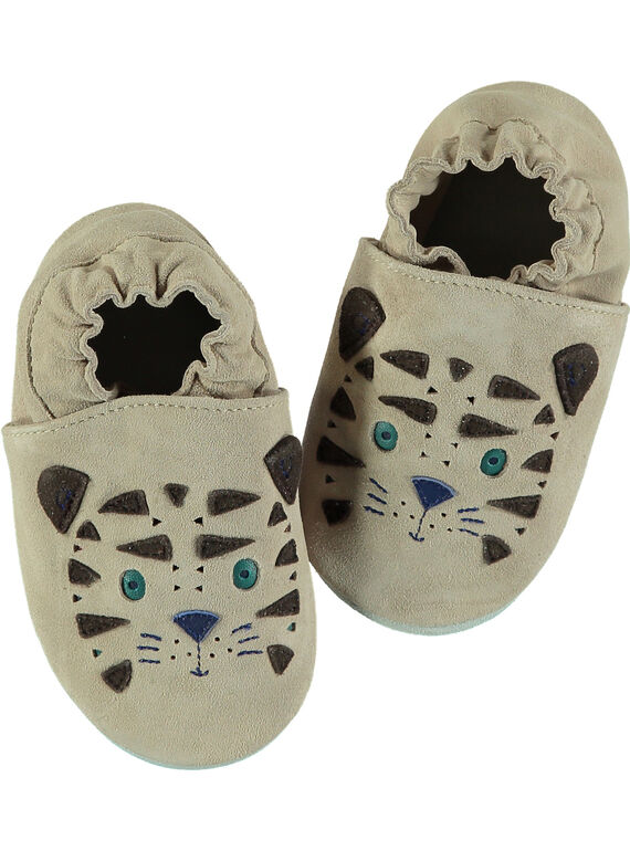 Weicher beigefarbener Lederslipper Baby Junge GNGTIGRE / 19WK38Z1D3S080