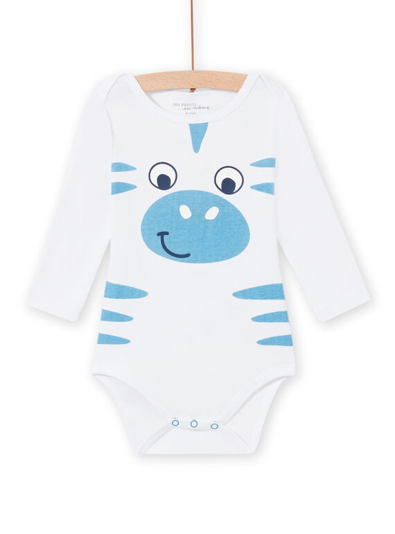 Weißer Zebramuster-Body für Baby-Jungen MEGABODZEB / 21WH14C1BDL000