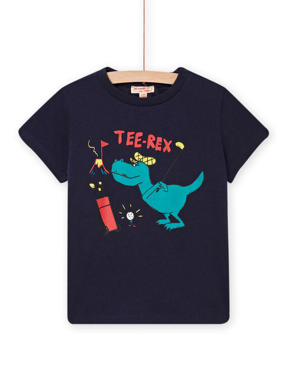 Nachtblaues T-Shirt mit T-Rex-Motiv Golfer Kind Jungen NOJOTI8 / 22S902C1TMC705