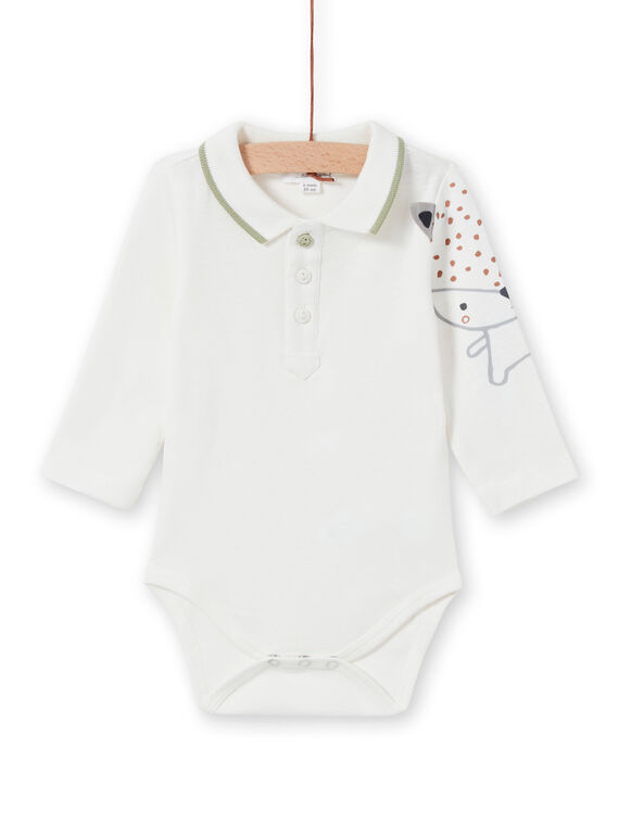 Langarm-Body ecru mit Fuchs-Muster Junge MOU1BOD5 / 21WF0441BOD001
