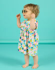 Baby Mädchen Weißes Kleid mit Blumendruck NIPLAROB4 / 22SG09K3ROB000