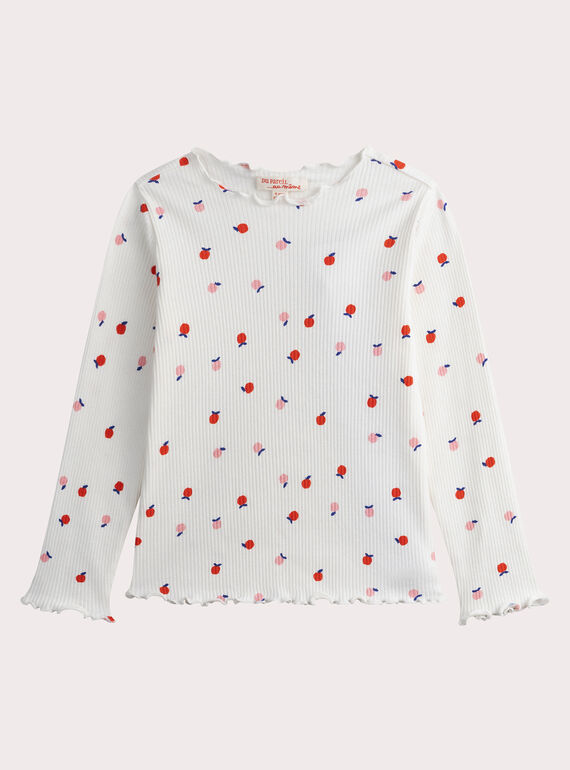 Langarmshirt in Weiß aus Rippstrick mit Apfel-Print WAJOTEE2 / 25S901K2TML001