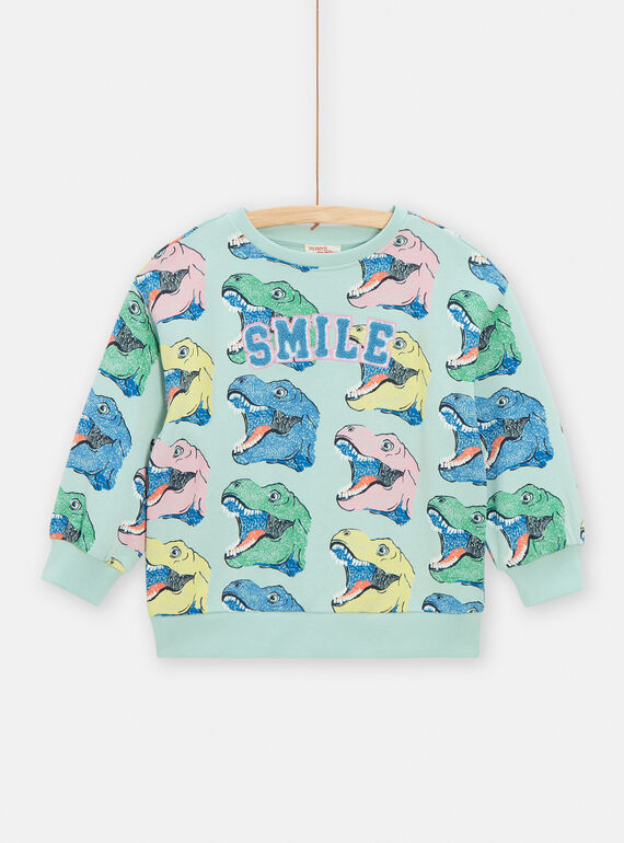 Hellgrünes Jungen-Sweatshirt mit Dinosaurierprint TOCOSWE / 24S902N1SWEG622