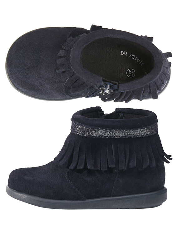 Marineblaue Lacklederstiefel mit Fransen für Babys Mädchen GBFBOOTINDM / 19WK37X1D0D070