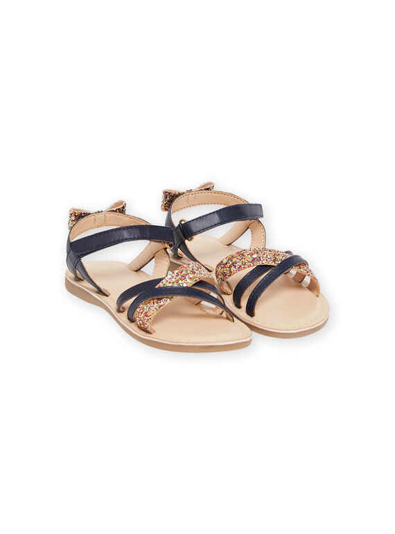 Marineblaue Glitzer-Sandalen Kind Mädchen NASANDMARINE / 22KK3544D0E070