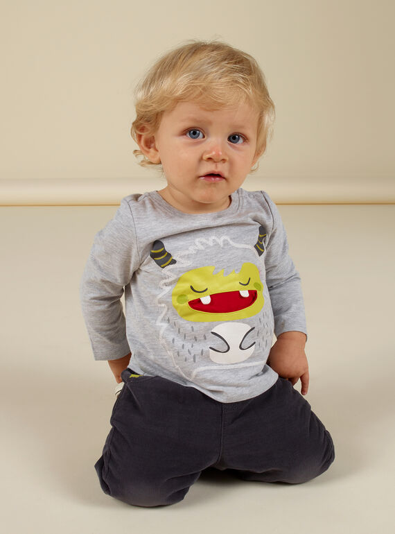 Graues T-Shirt mit Stickerei für Baby Junge MUHITEE1 / 21WG10U3TML943