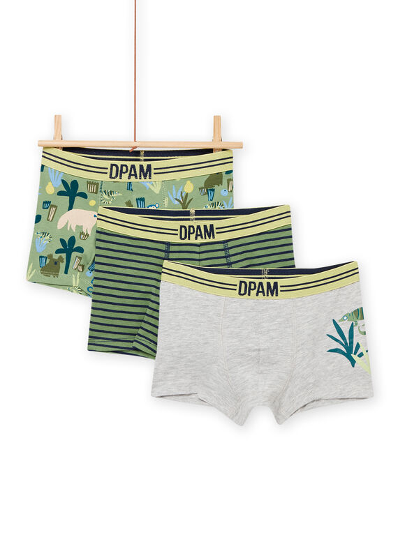 3er-Set sortierte Boxershorts für Kinder Jungen NEGOBOXKAKI / 22SH12J3BOX612
