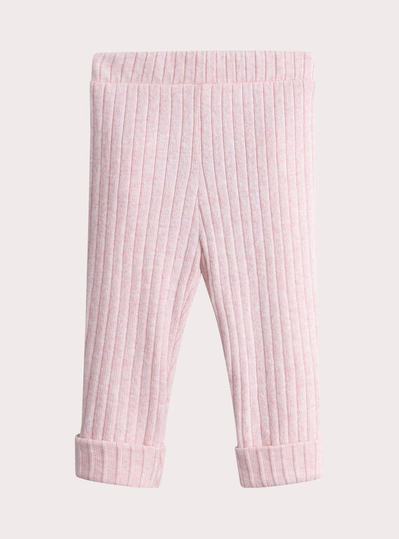 Rosa melierte Leggings aus Rippstrick Kleinkind Mädchen VYIJOLEGCO2 / 24WI09G1CALD314