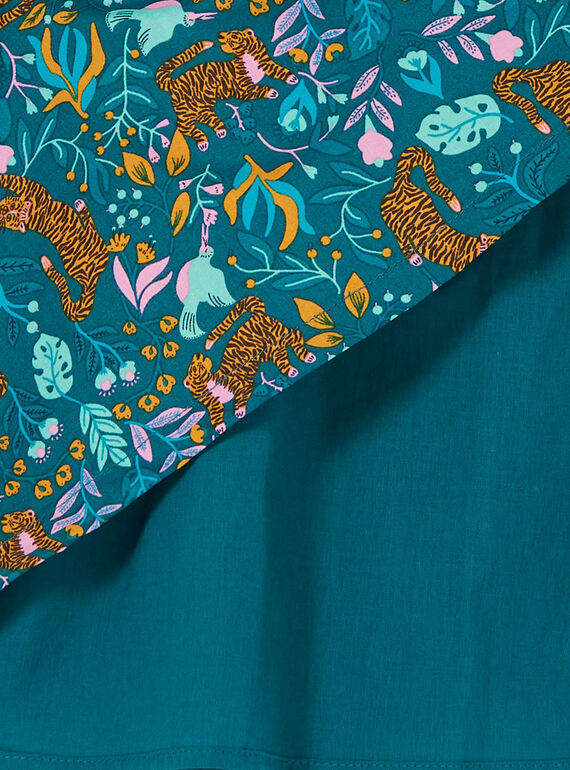 Ente blau und gelb Kleid mit Tiger und Blumendruck LAVEROB1 / 21S901Q2ROB714