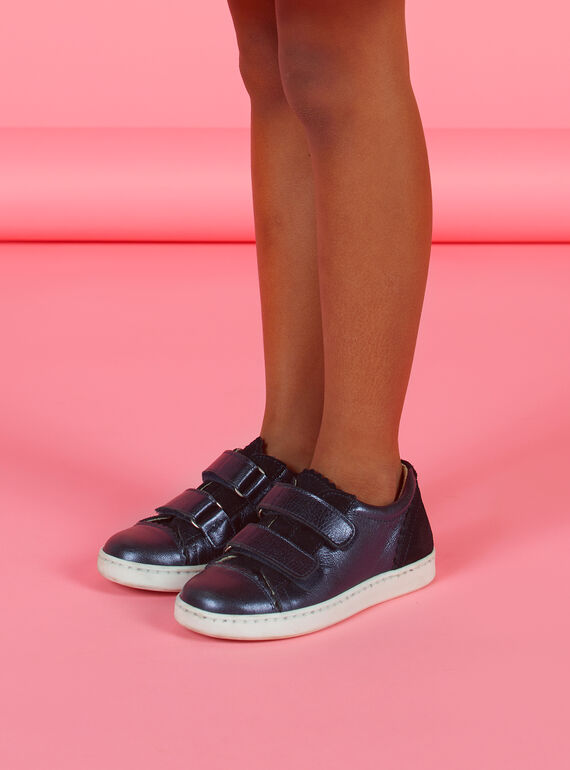 Marineblaue Low-Top-Sneakers für Kind Mädchen mit irisierendem Effekt MABASVEL / 21XK3554D3F070