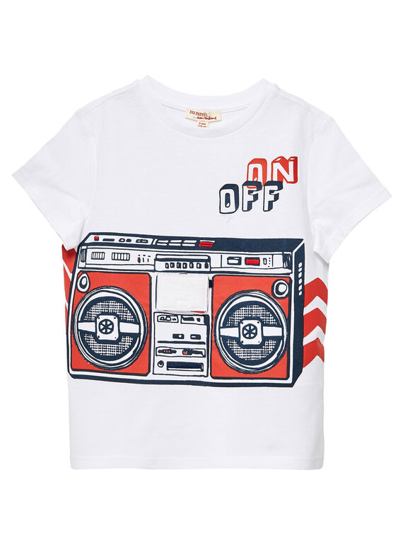 Weißes T-Shirt für Jungen mit aufgedrucktem Radio JOGRATI2 / 20S902E1TMC000