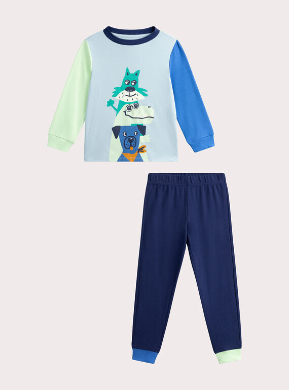 Phosphoreszierender Kinder-Pyjama in Blau für Jungen WEGOPYJDOGS / 25SH1292PYJC200