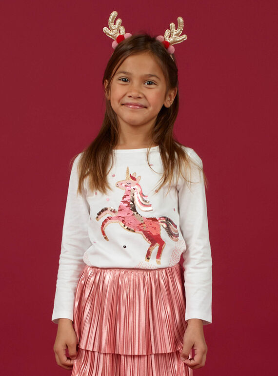 Baby-Mädchen-Langarm-T-Shirt mit Einhorn-Design MANOTEE / 21W901Q1TEE001