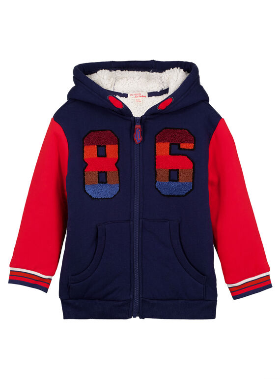 Molton-Jacke Marineblau und Rot mit flauschigem Sherpa-Futter  GOSANGIL1 / 19W902C2GIL070