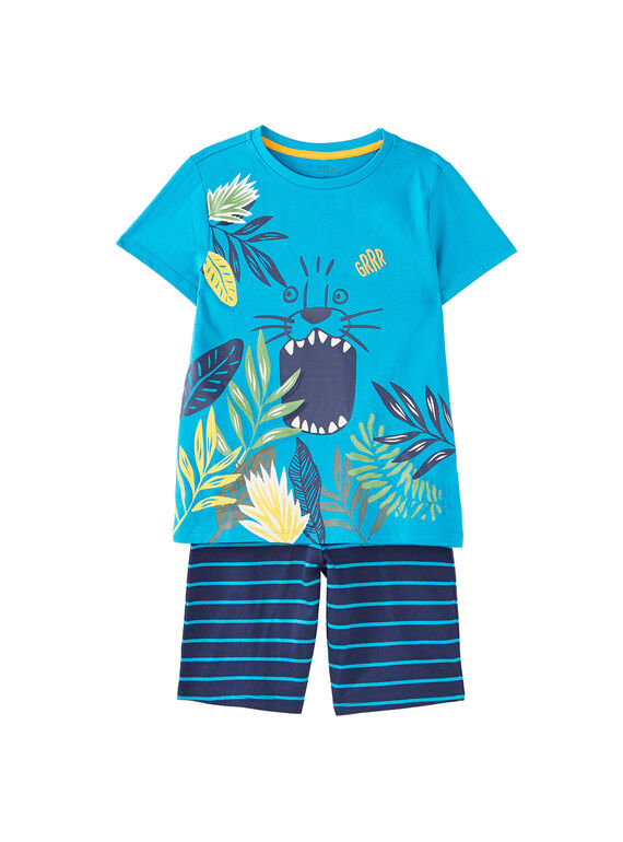 Türkisfarbener und marineblauer kurzer Pyjama für Jungen JEGOPYCJUN / 20SH12U4PYJC242