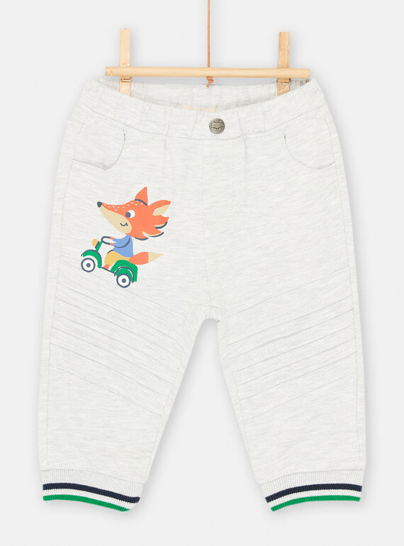 Weiche und bequeme grau melierte Hose für Baby-Jungen SUKHOPAN1 / 23WG10Q1PANJ922