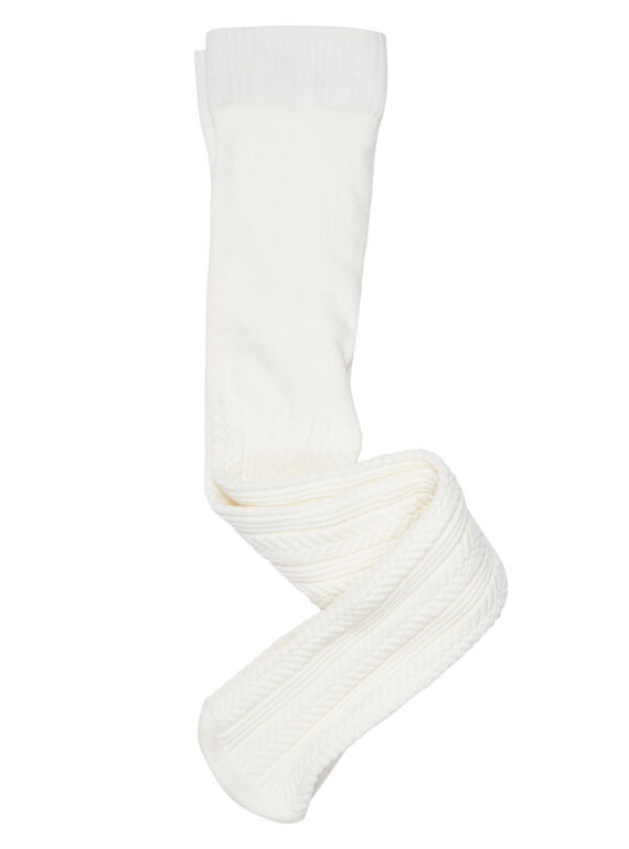 Naturweiße Baby-Strumpfhose aus Polyamid mit Zopfmuster für Mädchen JYIESCOL4 / 20SI0964COL001