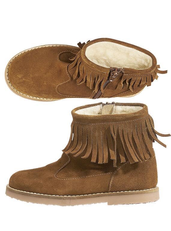 Camel-Stiefel aus Lackleder mit Fransen für Kinder Mädchen GFBOOTFRAN / 19WK35X3D0D804