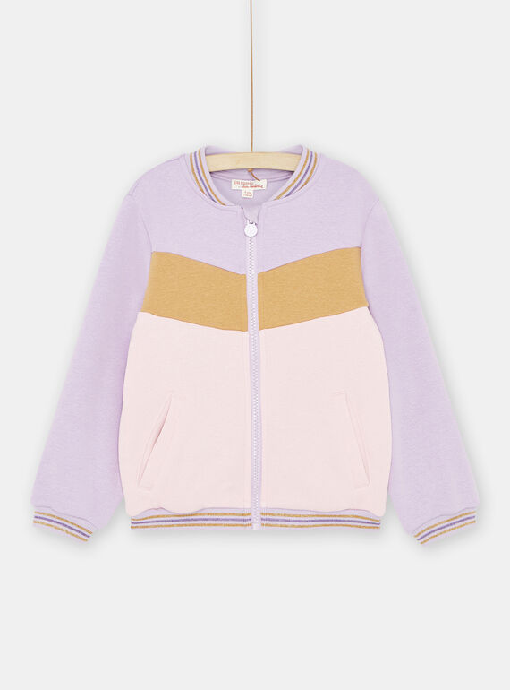 Mauvefarbenes Colorblock-Sweatshirt, Mädchen SAJOHAUJOG2 / 23W901B2JGH328