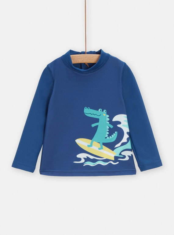 Marineblaues Bade-T-Shirt mit Surfer-Krokodil-Muster für Baby-Jungen TYUTEEUV / 24SI10G4MAI070