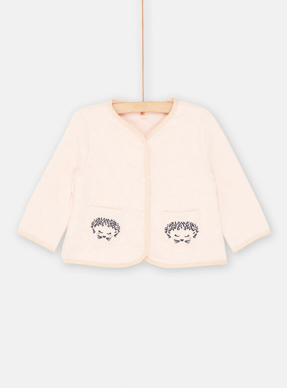 Dragée-rosa Strickjacke mit Igelmuster für Baby-Mädchen SIVERCAR1 / 23WG09J2CARD310