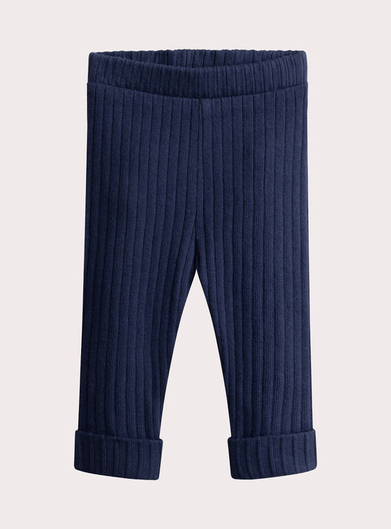 Marineblaue Leggings aus Rippstrick Kleinkind Mädchen VYIJOLEGCO3 / 24WI09G3CALC205