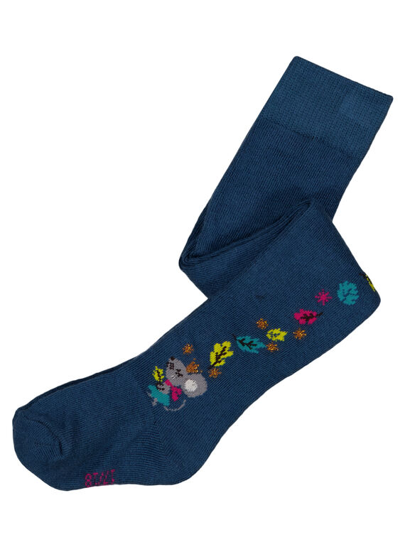 Baumwollstrumpfhose mit Blumenmuster an der Seite. GYITUCOL / 19WI09Q1COL714