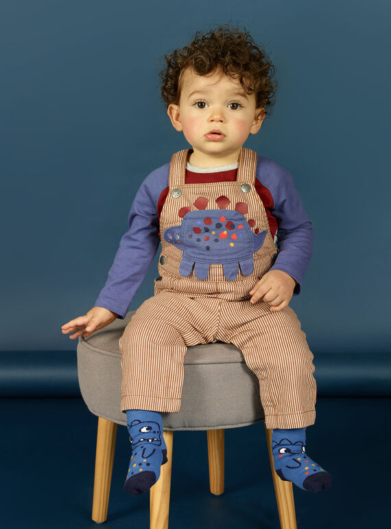 Baby Boy's gestreifte Twill Dinosaurier Latzhose MUPASAL / 21WG10H1SALI811