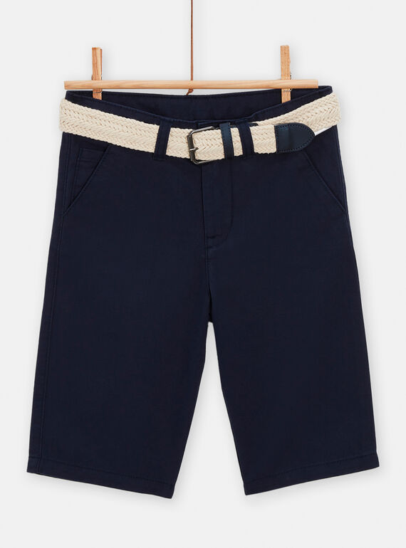 Bermuda-Shorts mit Flechtgürtel für Jungen in Nachtblau TOPOBER2 / 24S902M1BER705