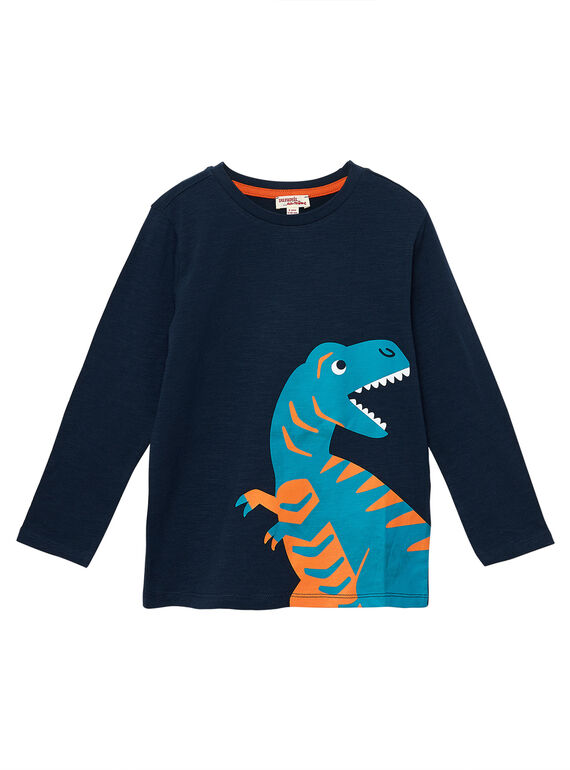 Marineblaues langärmeliges T-Shirt für Jungen, mit Dinosaurier-Print JOJOTEE1 / 20S90242D32705