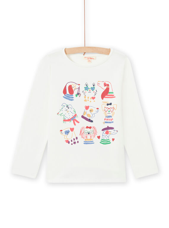 Langarm-T-Shirt für Mädchen mit ausgefallenem Druck MAMIXTEE5 / 21W901J1TML001