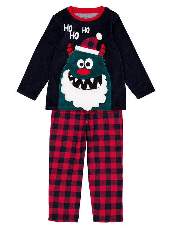 Weihnachtspyjama aus Samt und Flanell am Beinabschluss Kind Junge GEGOPYJNO2 / 19WH12T1PYJC243