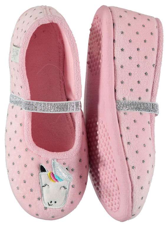 Samtpantoffel Einhorn rosa Glitzer Kind Mädchen GFBALLIC / 19WK35Z5D07321