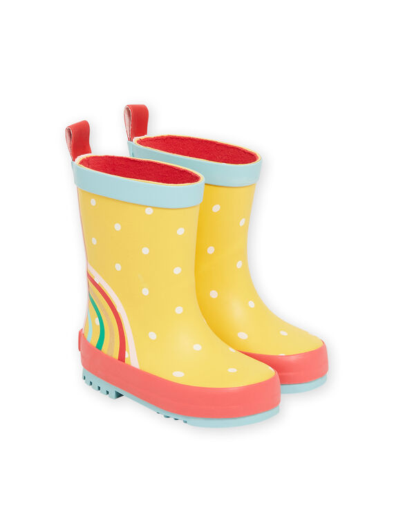 Gelbe Regenstiefel mit Regenbogenmotiv für Baby Mädchen NIPLUIRAINBO / 22KK3761D0C010