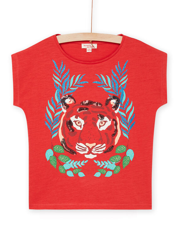 Rotes Tiger-Animations-T-Shirt RABALTI3 / 23S901W4TMCF503