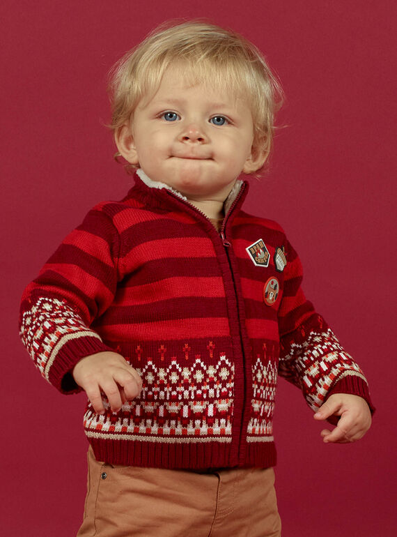 Langärmelige Weste für Baby Jungen mit Jacquard-Muster MUFUNGIL / 21WG10M1GIL504