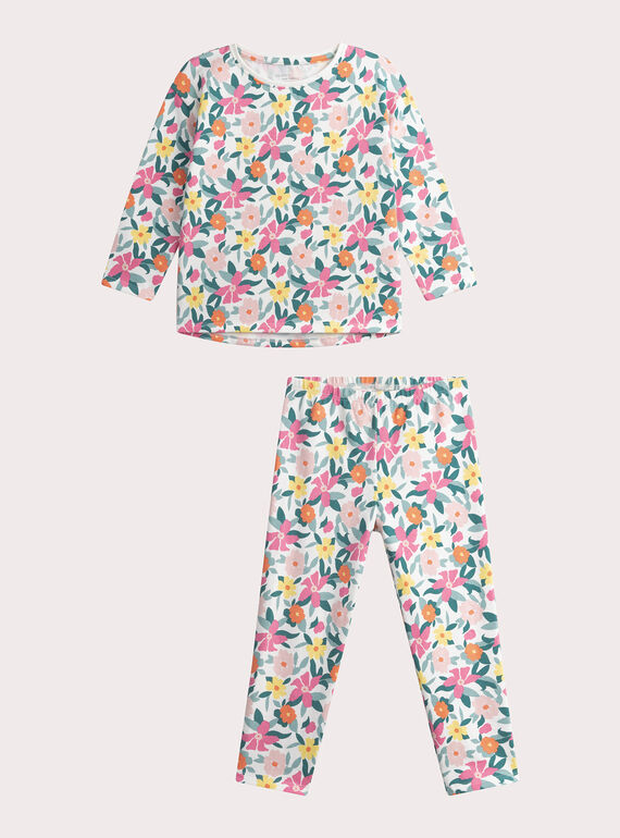 Kinder-Pyjama in Naturweiß für Mädchen WEFAPYJFLO / 25SH1193PYJ001