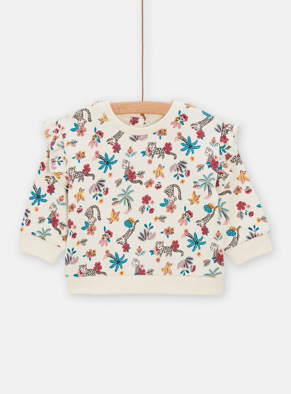 Sweatshirt für Baby-Mädchen mit Leopardenmuster und Blume TICRISWE / 24SG09L1SWE810