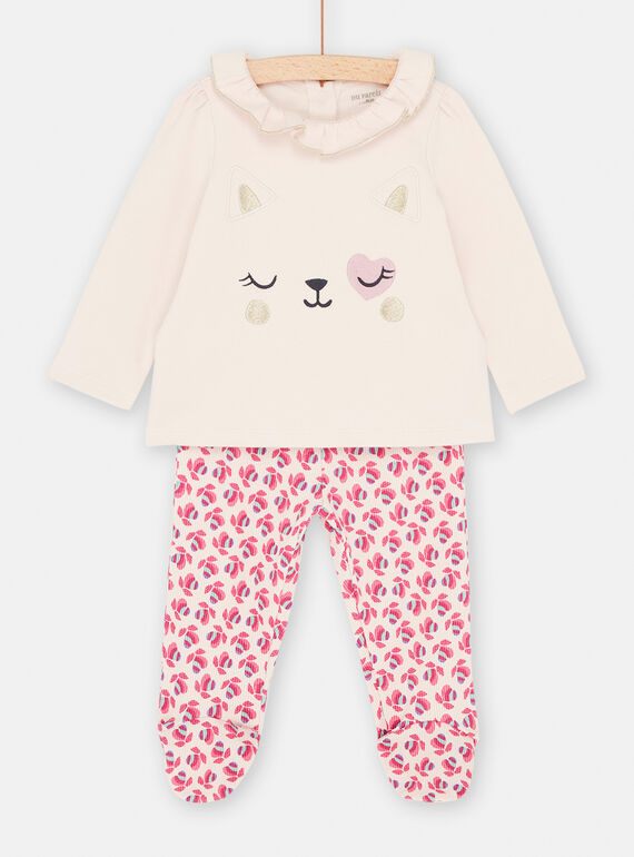 Hellrosa Pyjama mit Katzenmotiv, Mädchen SEFIPYJCHA / 23WH1341PYJD322