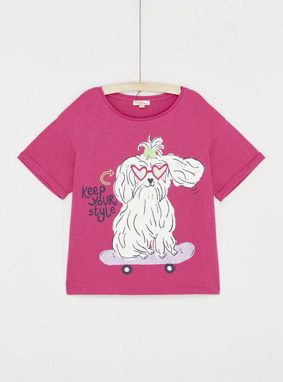 Fuchsia-T-Shirt mit Hundeanimation SALINTI1 / 23W901H2TEE304