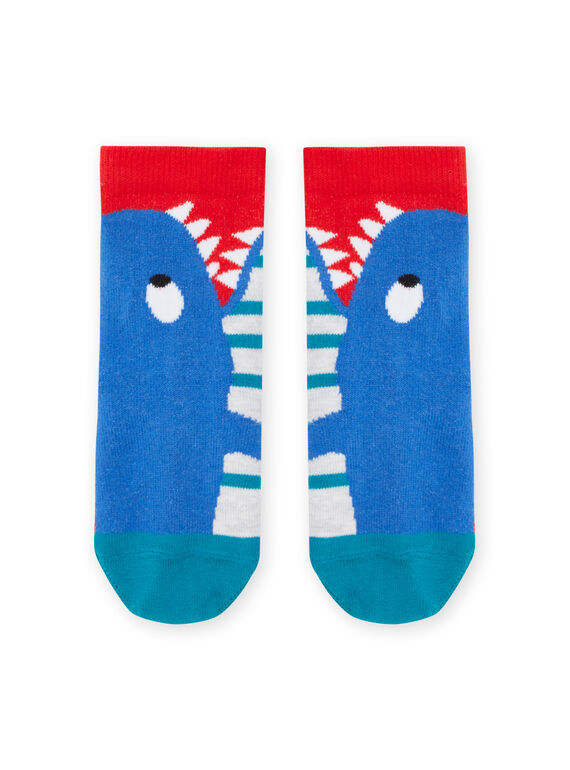 Rot-blaue Socken mit Hai- und Streifenmuster RYOJOCHO6 / 23SI027BSOQF518