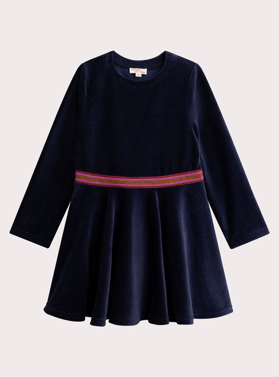 Marinekleid aus gekettem Samt und Lurex für Mädchen VAROROB3 / 24W901P1ROB070