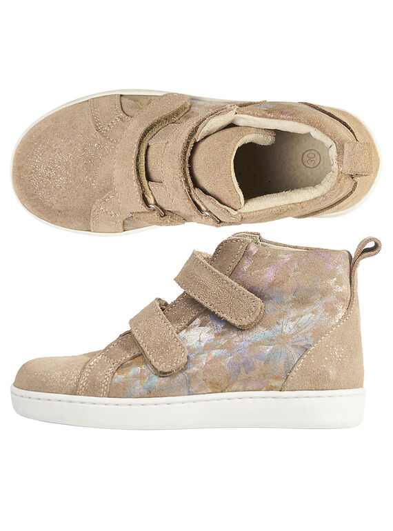 Beige High Sneakers aus Lackleder und Fantasieleder für Kinder Mädchen GFBASBEIG / 19WK35I8D3F080