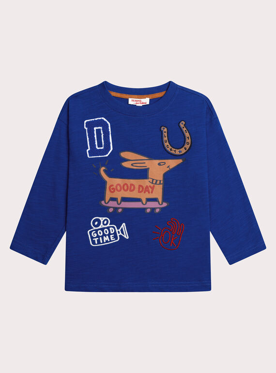 T-Shirt, dunkelblau mit Hunde-Animation, Jungen XOBLUTEE3 / 25W902N2TMLC231