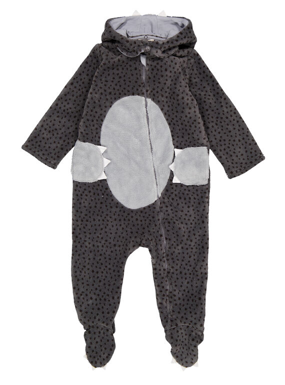Wolfsgrauer Überpyjama aus weicher Boa für Babys Jungen GEGASURPYJ / 19WH14N1SPY929