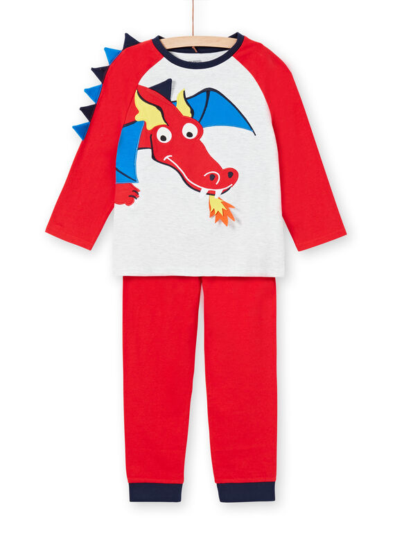 Schlafanzug für Jungen aus rotem Trikot mit Drachenmotiv LEGOPYJDRA / 21SH1254PYJ502