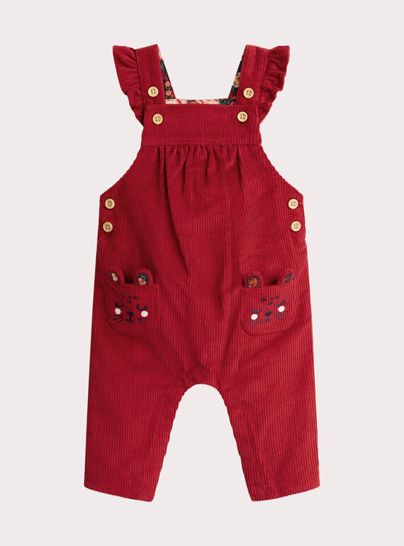 Rote Latzhose Samt Kleinkind Mädchen VIKOSAL / 24WG0931CBL511